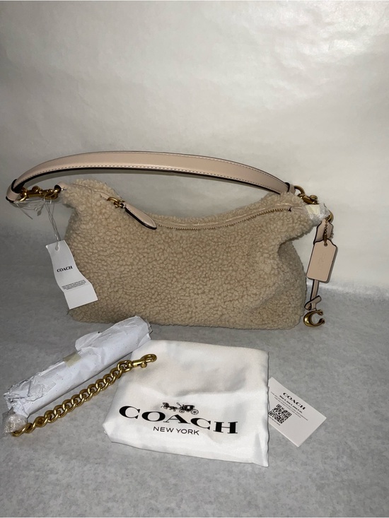 Coach Handbags - Coach Beige Shearling Shoulder Bag with Pale Leather Strap
